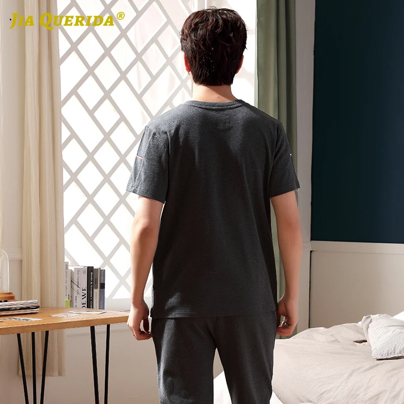Pajamas Set  Fashion Style New Casual Style Chinese Pajamas Homesuit Homeclothes Short Sleeve Long Pants Sleepwear Pijama Mans