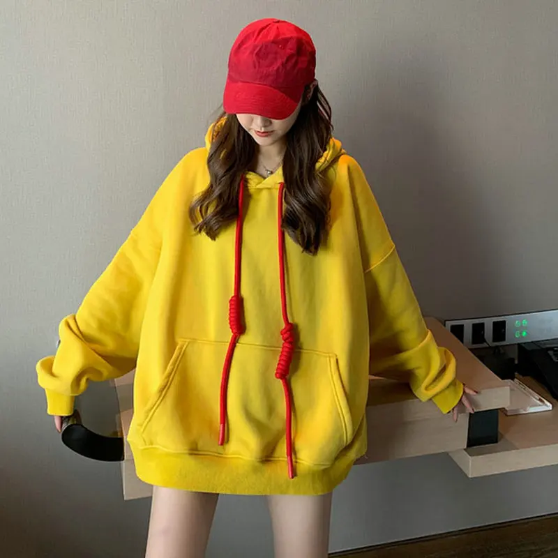 Женская толстовка с капюшоном большого размера d осенняя Свободная Толстовка