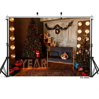 

Christmas Tree New Year Light Chair Backdrop Decor Baby Shower Newborn Xmas Photography Background Photocall Photo Studio Props
