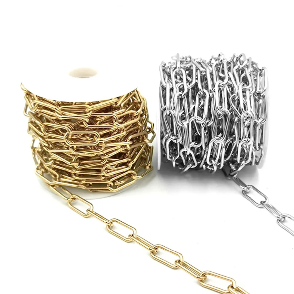 Breite 7mm Edelstahl Große Rolo-Gliederkette Halskette Punk Choker für Frauen Länge 21cm-100cm – Detail 4