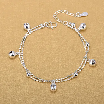 

Wholesale Silver Bell Beads Charm Bracelets For Women Delicate 925 Sterling Silver Birthday Gifts Jewelry