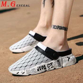 

Beach Men's Shoes for Men Slip-on Home Slippers Casual Mens Summer Sandals Clogs Man Garden Shoe Mesh Breathable Sandal 2020 C71