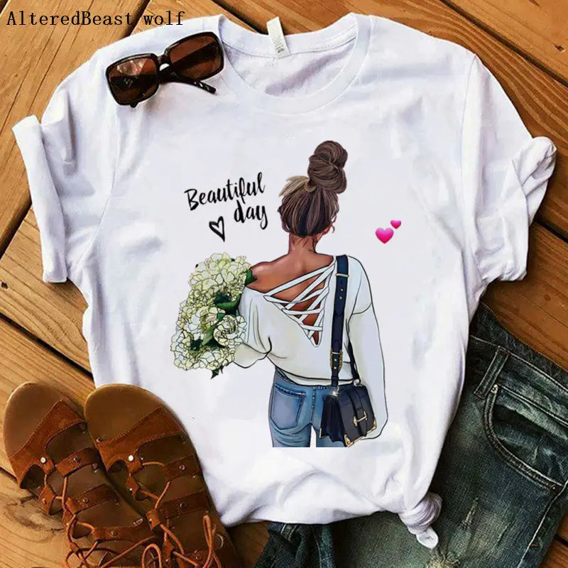 

Beautiful Day Mom T shirt Women Mother's Love Printed White T-shirt Harajuku Summer Mama TShirt Vogue Tops Tee Female Clothes
