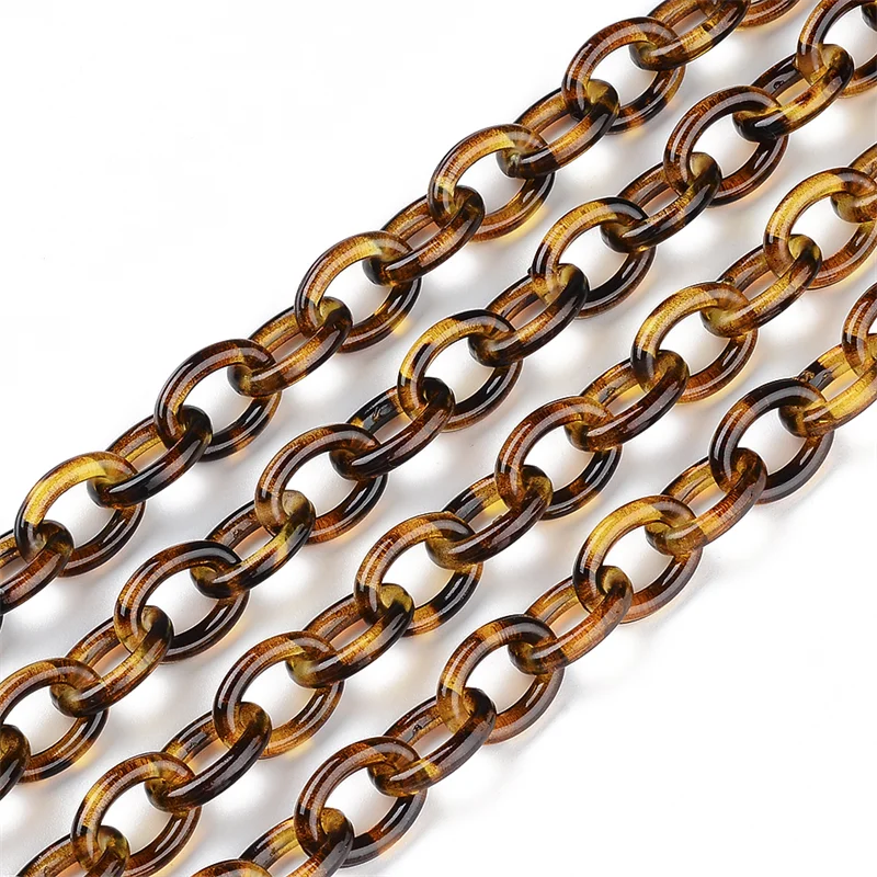 1M/strip Leopard Twisted Round Oval Acrylic Long Chain Necklace