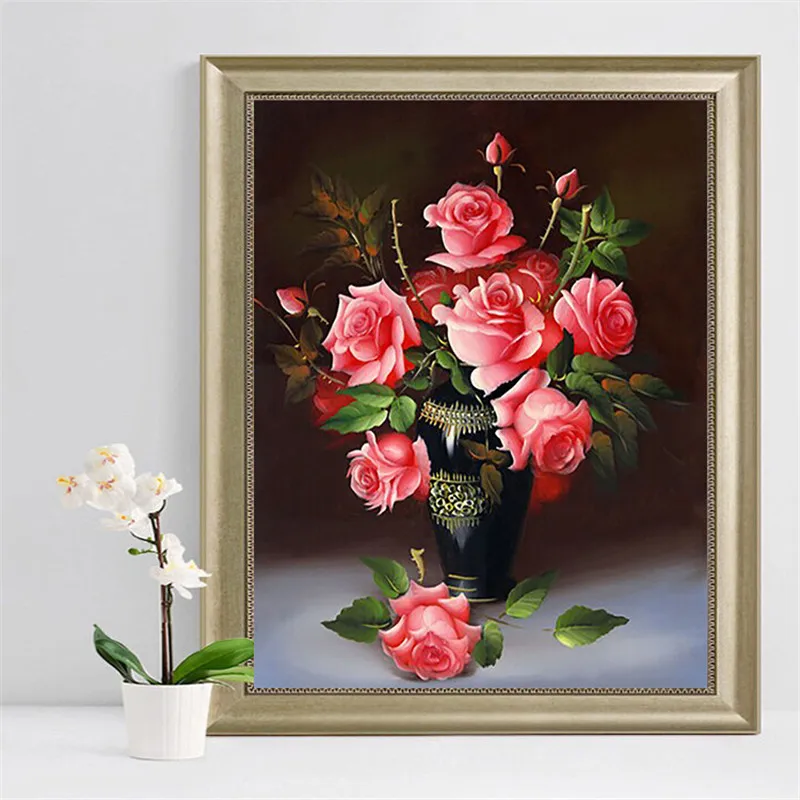 

Cross Stitch Hundred Percent Precise Printing New Style Living Room Bedroom Small Rose Handmade Cotton Silk Ribbon Cross Stitch