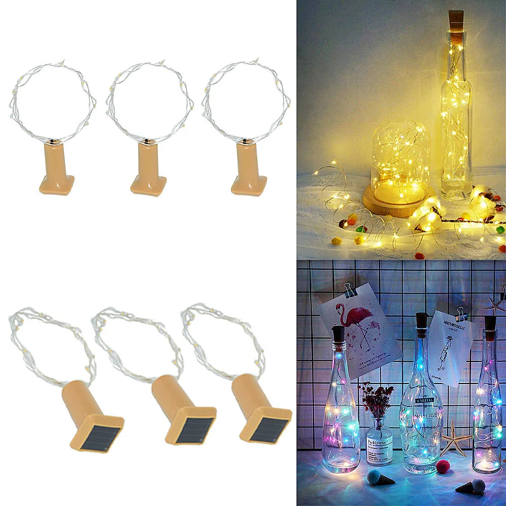 

LED Solar Light Wine Bottle Light String Cork Copper Wire Solar Lamp Outdoor Indoor Fairy Solar Lights For Garden Decoration