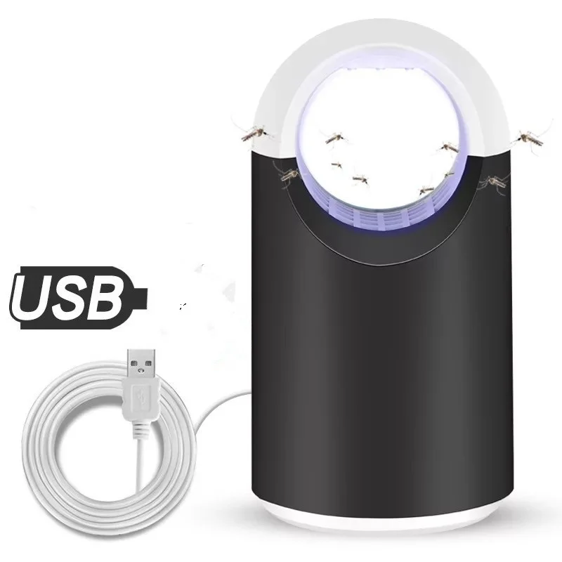 Москитный убийца USB электронный москитный светильник катализатор бесшумный домашний светодиодный насекомый ловушка для насекомых Zapper дноуглубление без излучения - Цвет: Черный