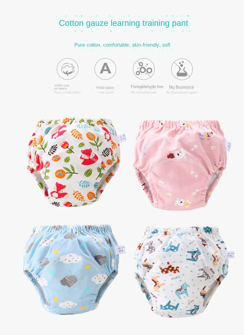 Baby Training Pants Cloth Diapers Washable 6 Layers Gauze Cover Breathable Spring Reusable Newborn Diaper 0-3Y Toddler Panties