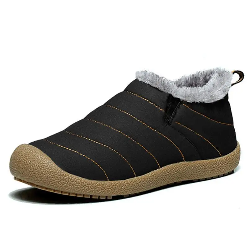 black Мужские ботинки Водонепроницаемая Зимняя мужская обувь размеры 38-46, теплые плюшевые зимние ботинки Нескользящие непромокаемые ботинки повседневные ботильоны мужские ботинки - Цвет: black