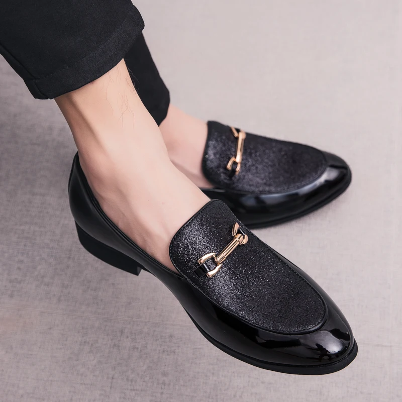 

Fashion Pointed Toe business Dress Shoes Men Loafers Leather Oxford Shoes for Men Formal Mariage slip on Wedding party Shoes