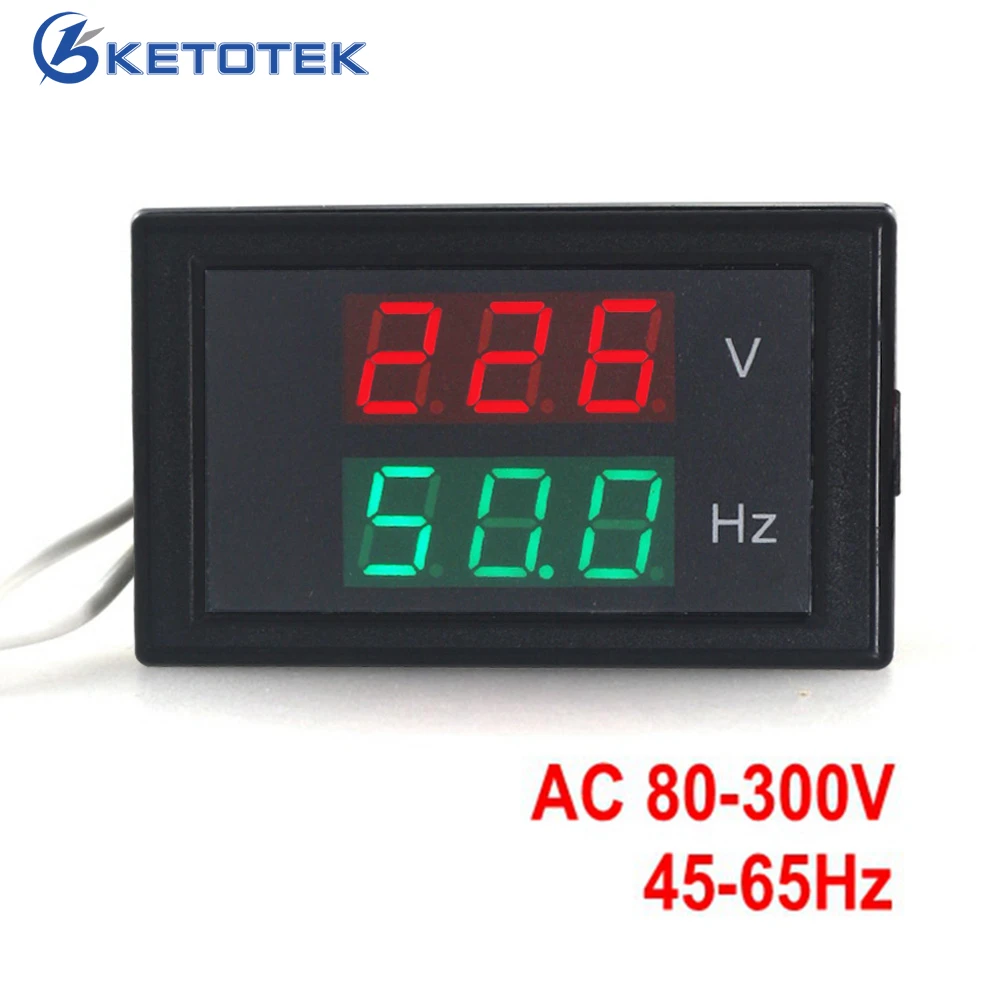 AC 80-300,0 в 45-65 Гц 2 в 1 цифровой измеритель напряжения счетчик частоты вольтметр Герц/Гц метр Красный светодиодный дисплей 50 Гц 60 Гц