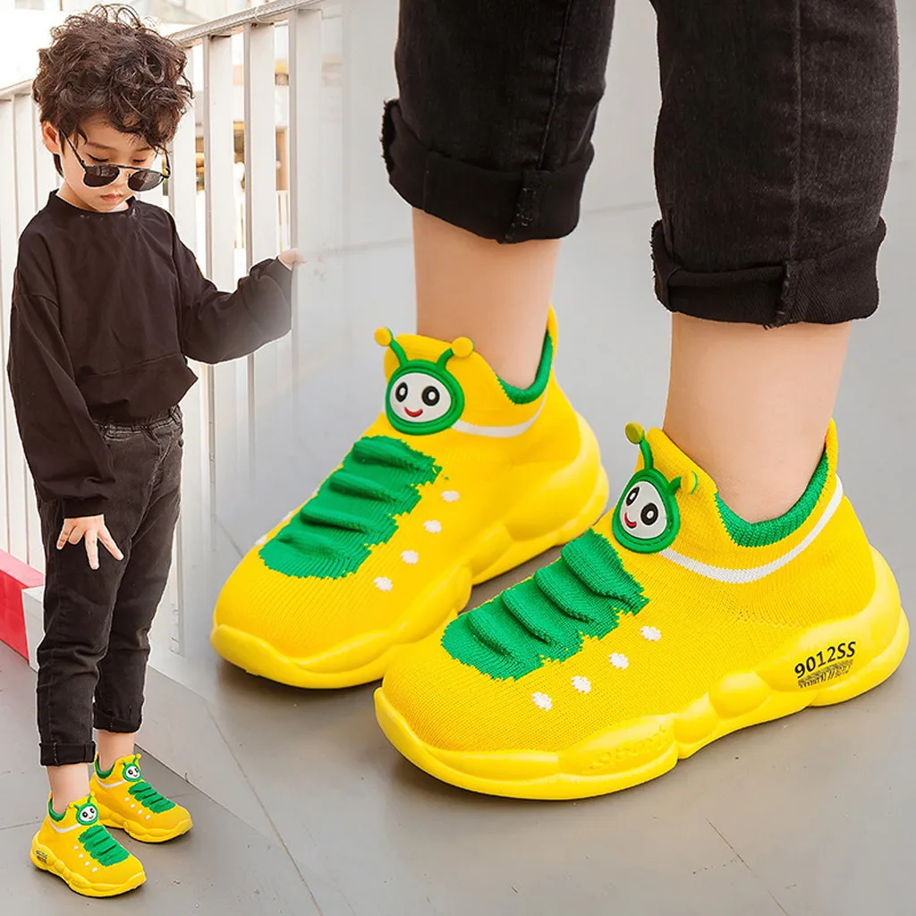 Спортивная эластичная обувь из сетчатого материала для девочек и мальчиков; детские кроссовки для бега с героями мультфильмов