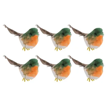 

6PCS Robin Bird Hanging Ornament Christmas Tree Pendant Garden Robin Bird Decoration