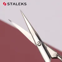 1pc STALEKS SX-21-1z Stainless Steel Dead Skin Scissors Russian Style Bending Eyebrow Scissors Zebra Pattern Makeup Tools 2