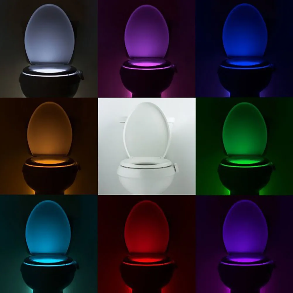 LED 8 Colors Toilet Decorative Light Waterproof Motion Sensor Bathroom Night Light with Replaceable Battery IP65 for RestroomLED bright night light