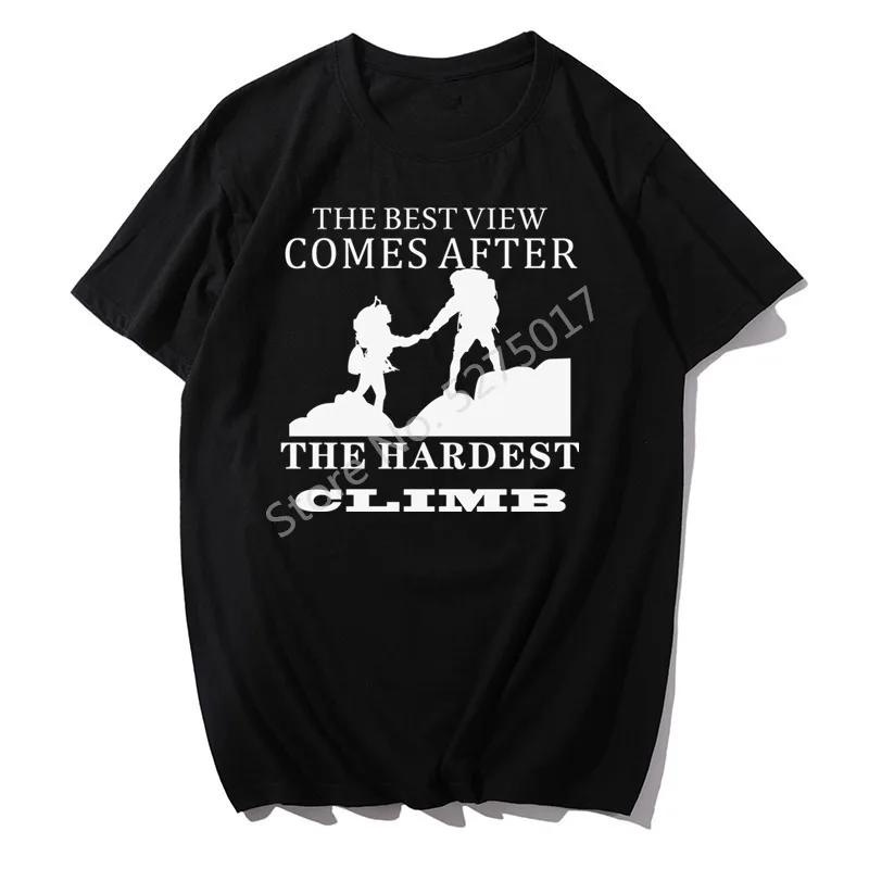 

Mountaineering Print T shirt the Best View Comes After The Hardest Climb Summer Casual O-neck Solid Color Loose Basic T-shirt