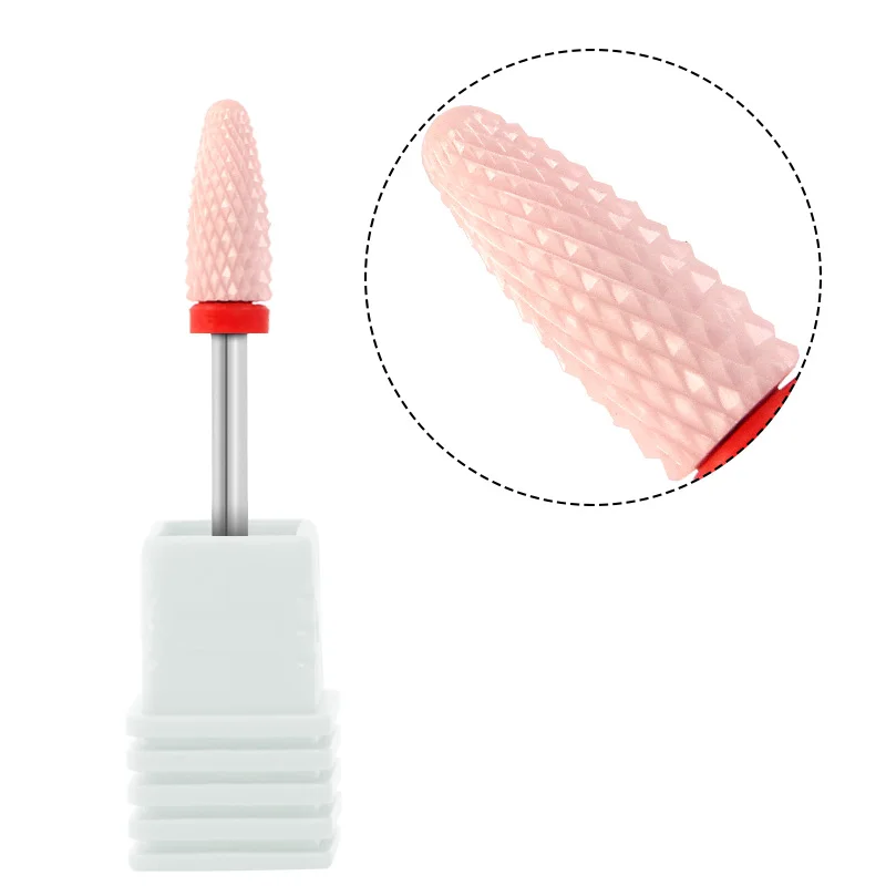 1Pc 2.35mm Bullet Ceramic Nail Drill Bit Rotate Burr Milling Cutter Bits For Manicure Pedicure Tools Electric Nail Drill Ceramic