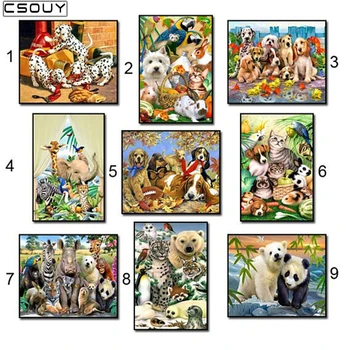 

Diy Diamond Embroidery Happy Animal Big Family Diamond Painting Cross Stitch Full Square & Round Drill Mosaic Decoration Sticker