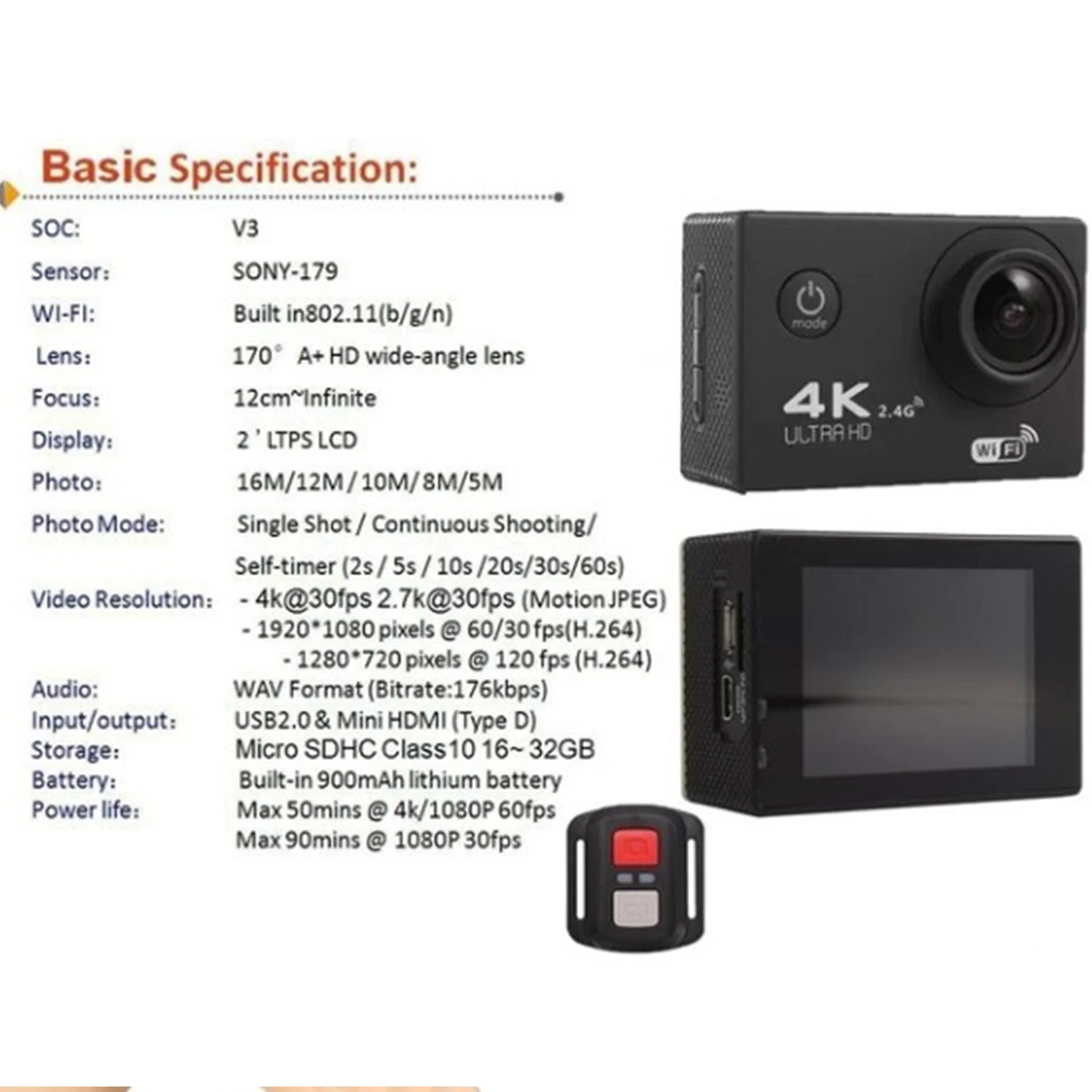 1200 Вт Экшн-камера 4K 30FPS Ultra HD WiFi 2,0 170D Подводная Водонепроницаемая видеокамера на Шлем s Go Экстремальная профессиональная спортивная камера