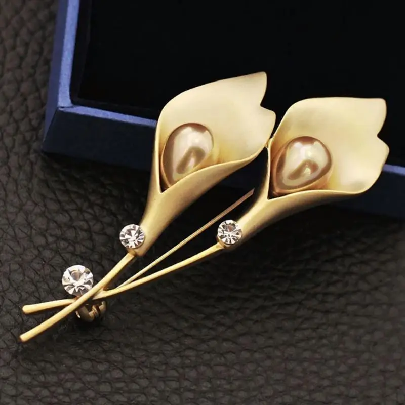 2019 Crystal Rhinestones Beautiful Tulip Shape Trendy Clothing Accessories Brooches Pin Party Dress Broach Gift Jewelry | Украшения и