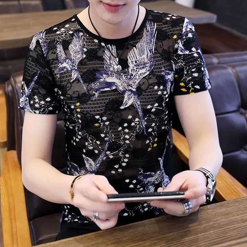 

Men's t shirt men Brand T Shirt Fashion Plaid Printed T Shirts Summer Casual O-neck Slim Fit Cotton tee shirts Men