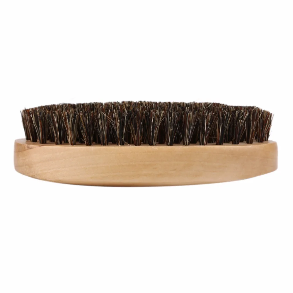 Practical Oval Shape Men Boar Hair Bristle Facial Beard Mustache Brush Hard Round Wood Handle Face Message Cheap