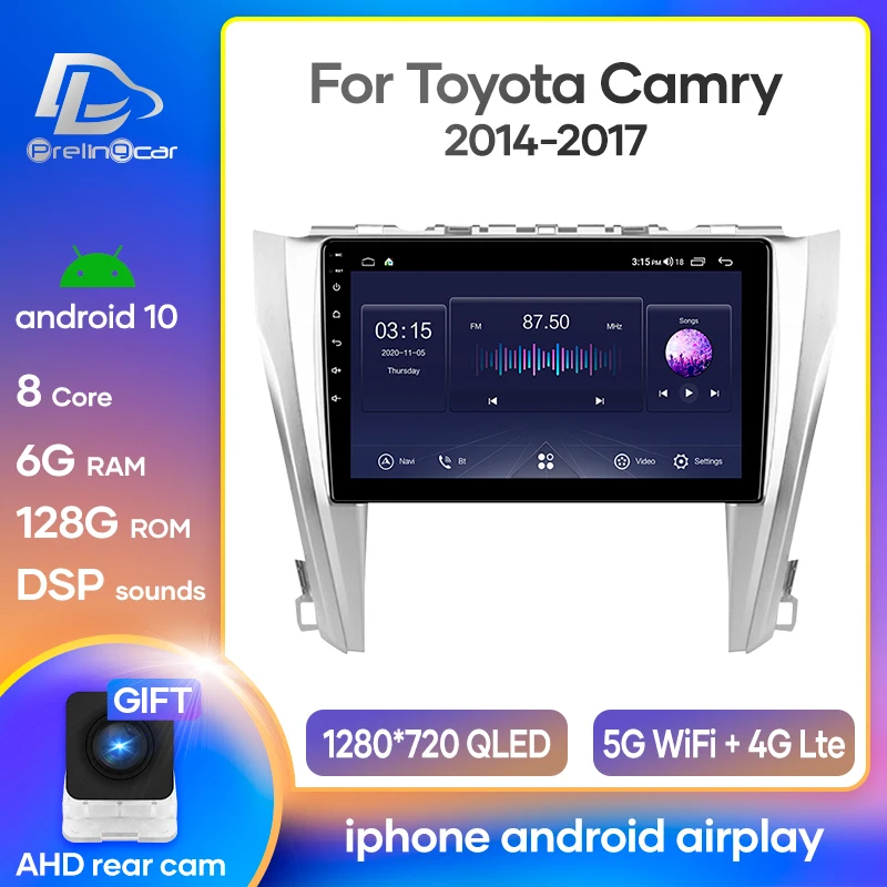 Prelingcar Android 10 0 для Toyota Camry 8 50 55 2014-2017 автомобильное радио мультимедийный видеоплеер