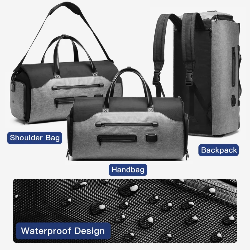 Ozuko Multifunctional Men's Travel Duffel Bag With Shoe Pocket_voghion.com