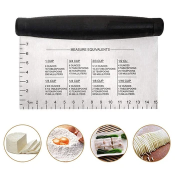 

Stainless Steel Dough Cutter With scale Pastry Spatulas Pizza Scraper Fondant Cake Decoration Tools Kitchen Cooking Accessories