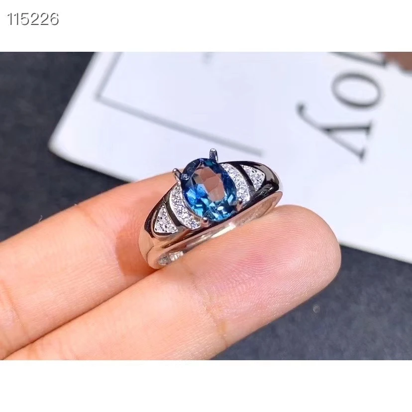 

2020 new style charming blue Topaz gem ring for women silver engagement ring 6X6mm natural gem CERTIFIED girl birthday gift