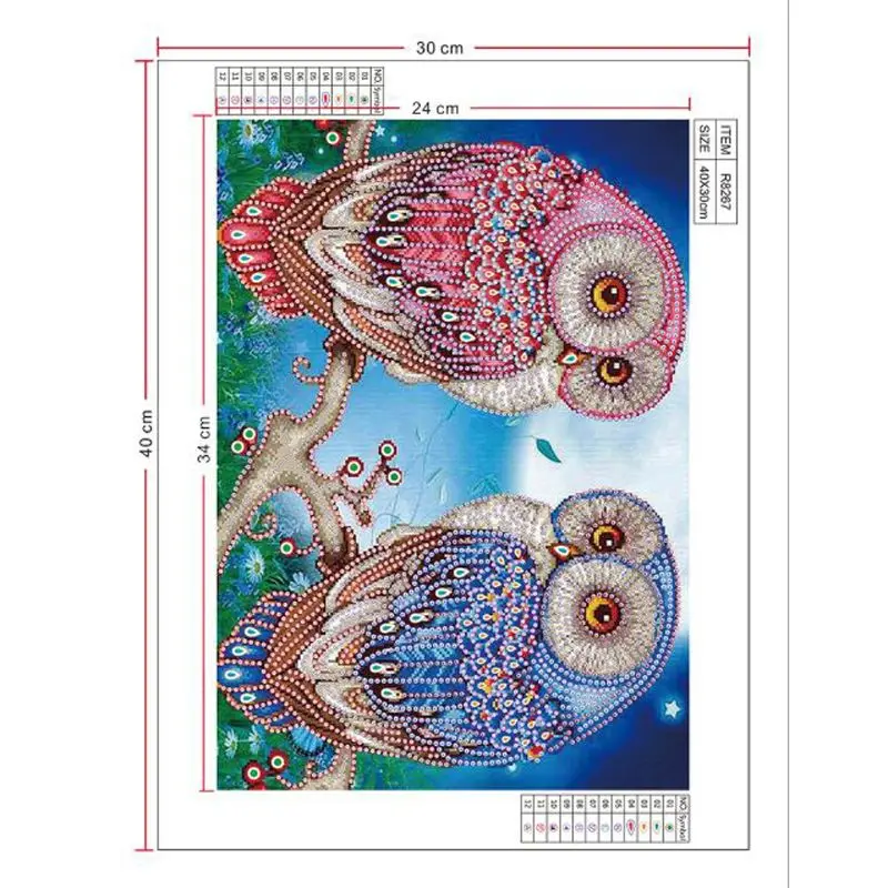 

Cute Owl 5D Special Shaped Diamond Painting Embroidery Needlework Rhinestone Crystal Cross Craft Stitch Kit DIY H7ED