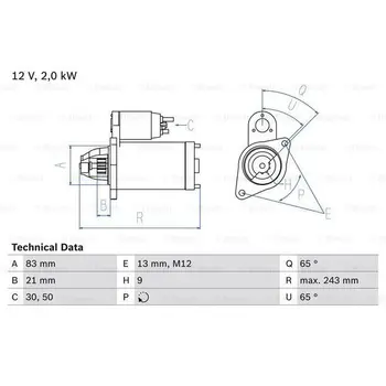 

Starter 2.0Kw \ Volvo S60/S80/V70/XC70/XC90 2.4/2.5 01 BOSCH 0 98