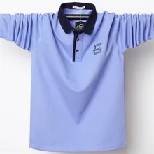 Новинка Осень Высокое качество плюс размер 5XL 6XL 95% хлопок Повседневная рубашка поло с длинными рукавами для мужчин отложной воротник широкий пояс светло-фиолетовый