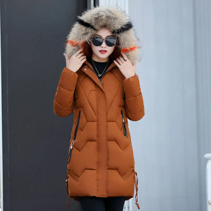 caramel colour Большие размеры, зимняя куртка, женские парки с искусственным мехом, женская пуховая хлопковая куртка, толстая зимняя одежда, зимнее пальто, теплая парка с длинным капюшоном, C5728 - Цвет: caramel colour