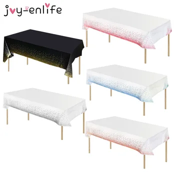 

137x274cm Disposable Tablecloth Rose Gold Foil Dot PVC Table Cloth Cover Christmas Wedding Birthday Party Decoration Supplies