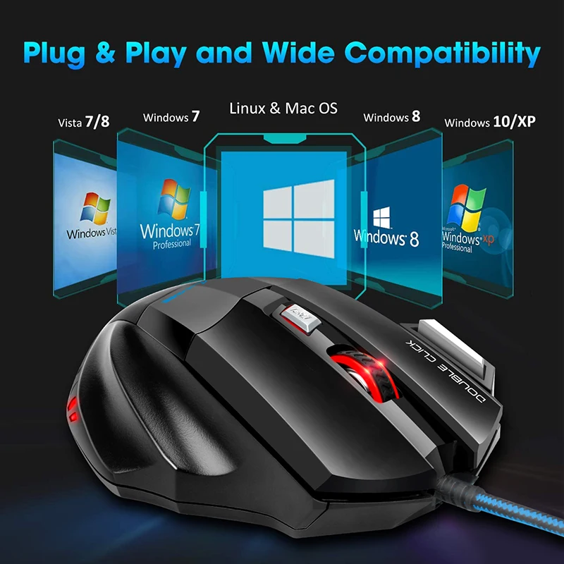 Gaming Mouse Ergonomic Mouse Wired Mouse Computer Mouse Gamer Ergonomic Gaming Mouse USB Wired 5500 DPI Silent 7 Button LED Backlight For PC Laptop