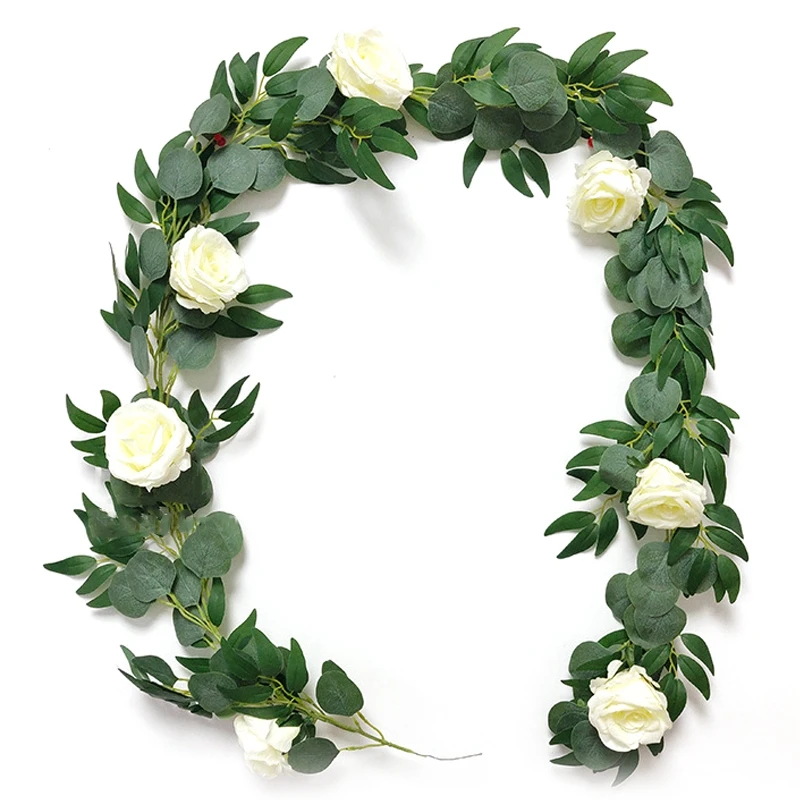 

Artificial Silver Dollar Eucalyptus Leaves Garland Greenery Willow Twigs Leaves Wedding Arch Backdrop Wall Party Decor for Weddi
