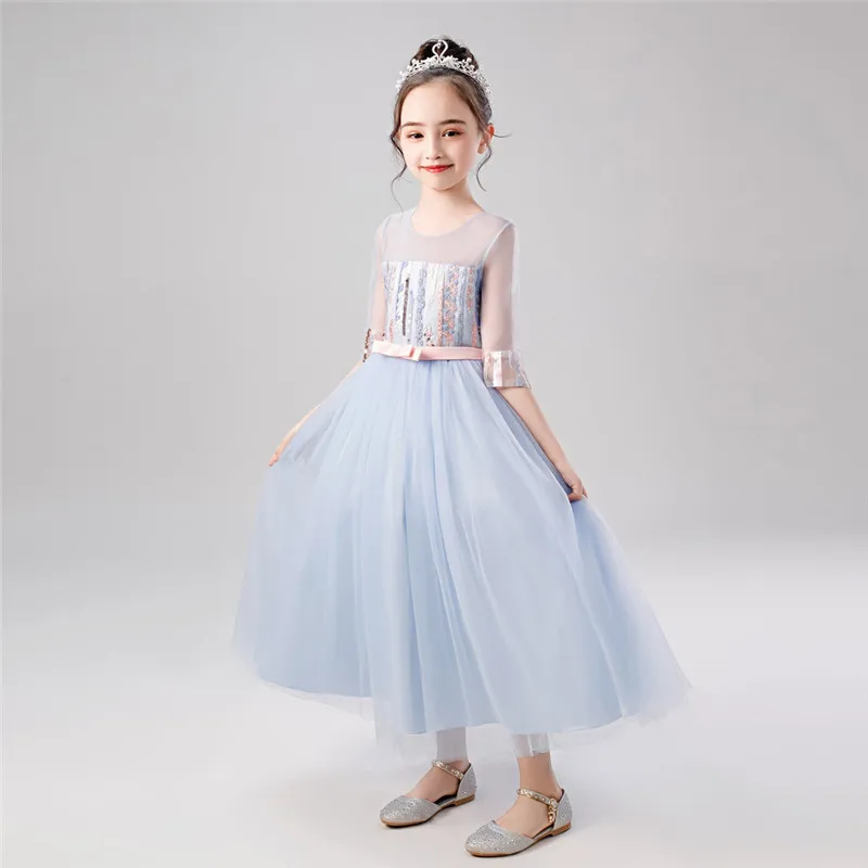 Girls formal dress Floral Kids Girls Princess Bridesmaid Pageant Gown Birthday Party Wedding Dress vestido robe fille #4O29 (7)