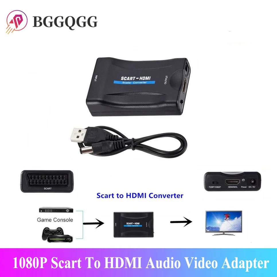 Новый преобразователь скалера 1080P переходник Скалка в HDMI аудио видео адаптер для