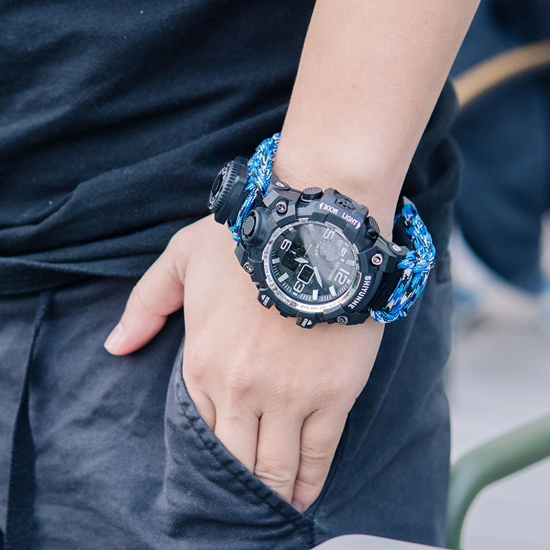 SHIYUNME Brand Men Sports Watches Fashion compass Waterproof LED