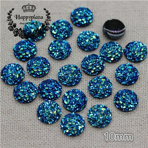 black AB 100pcs 100 шт 10 мм серебро/черный AB Druzy каменная поверхность Сердце Смола плоский с оборота Кабошон DIY ремесло Artesanato аксессуары - Цвет: black AB 100pcs