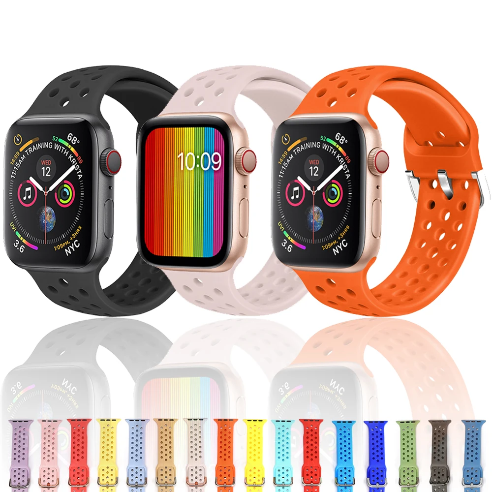 

Silicone strap for Apple Watch 4 band 44mm 40mm iWatch series 3 2 1 42mm 38mm Sport bracelet correa apple watch band Accessorie