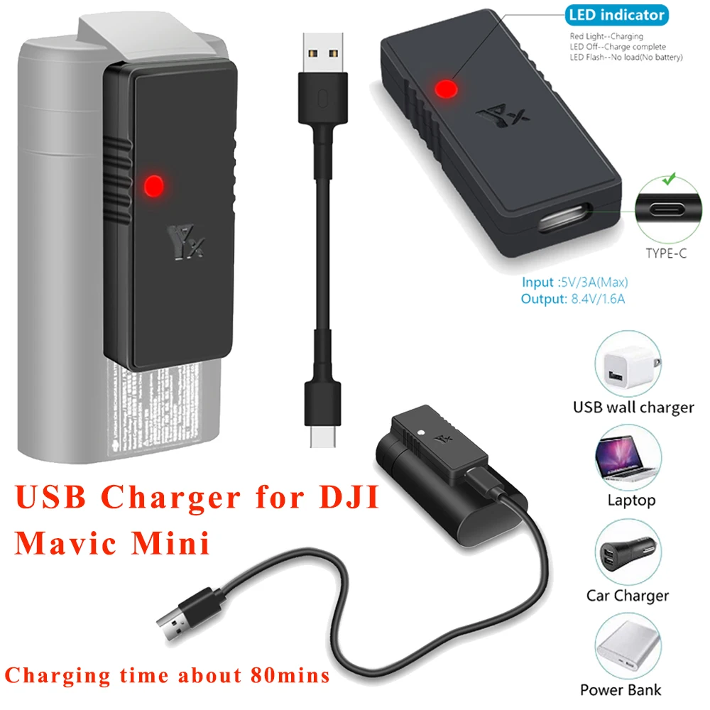 For DJI Mavic Mini Battery USB Charger LED Indicator Portable Mini Charger  USB Charging Hub for DJI Mavic Mini Drone Accessories|Drone Battery  Chargers| - AliExpress