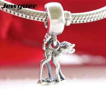 

New cartoon Bambi dangle charms 925 sterling silver fit charm bead bracelets necklace DIY for Christmas gift fine jewelry DSN050