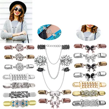 

Sweater Cardigan Clip Duck-mouth Clips Flexible Beaded Pearl Pin Brooch Shawl Shirt Collar Buckles For Clothing Decoration