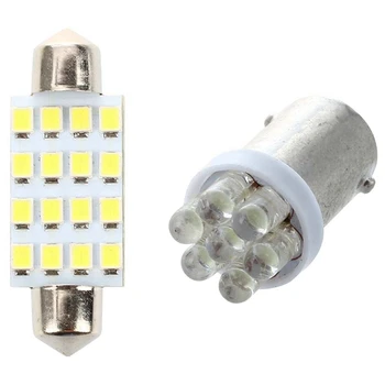 

10 x BA9S 1895 T4W Lamp Bulb 7 LED 12V White for Car & 10Pcs 42mm 1210 SMD 16-LED Festoon e Light White 211-2