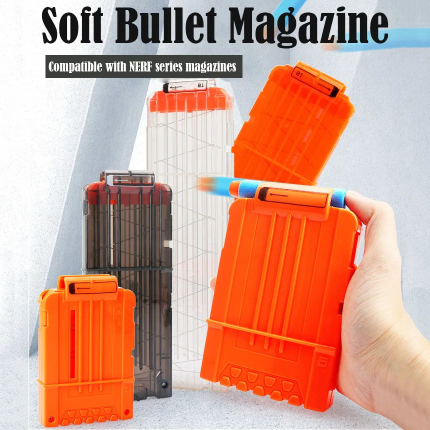 

6/12/15/18 Reload Clip Magazines Round Darts Replacement Plastic Magazines Soft Bullet Clip For Nerf Gun For Blaster VS Worker