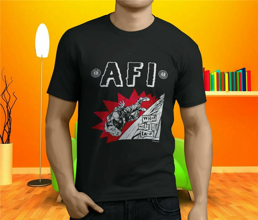 Новая популярная мужская Черная футболка Afi East Bay Kitty Rock Band Топы Harajuku модная