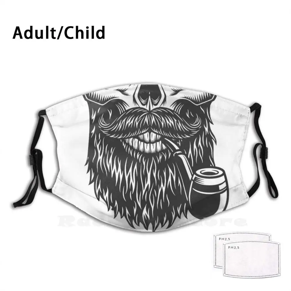 

Mouthguard Skull Skull Smoking Beard Funny Print Reusable Filter Face Mask Skull Bone Men Children Beard Smoke