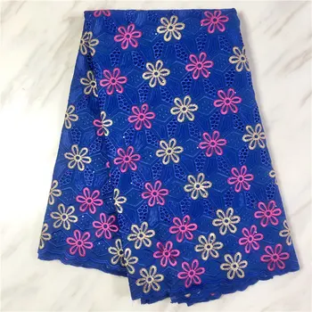 

African Cotton Lace Fabric 2020 High Quality Swiss Voile Lace Embroidery African Lace Fabric With Stones For Wedding Dress